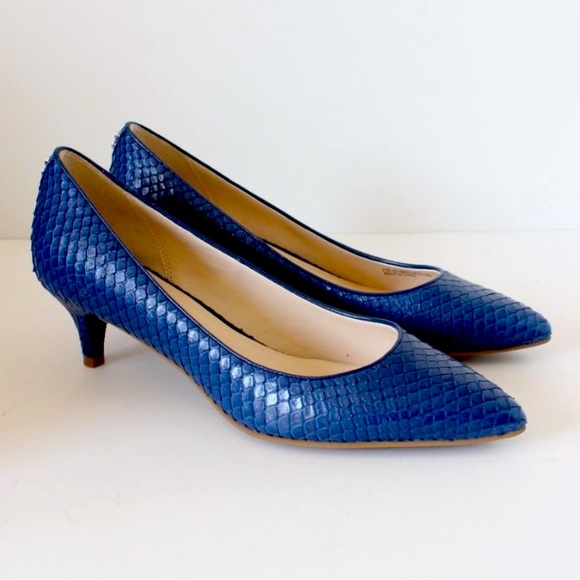 Cole Haan Shoes - New Cole Haan Grand OS Blue Snakeskin Kitten Heels Size 7.5